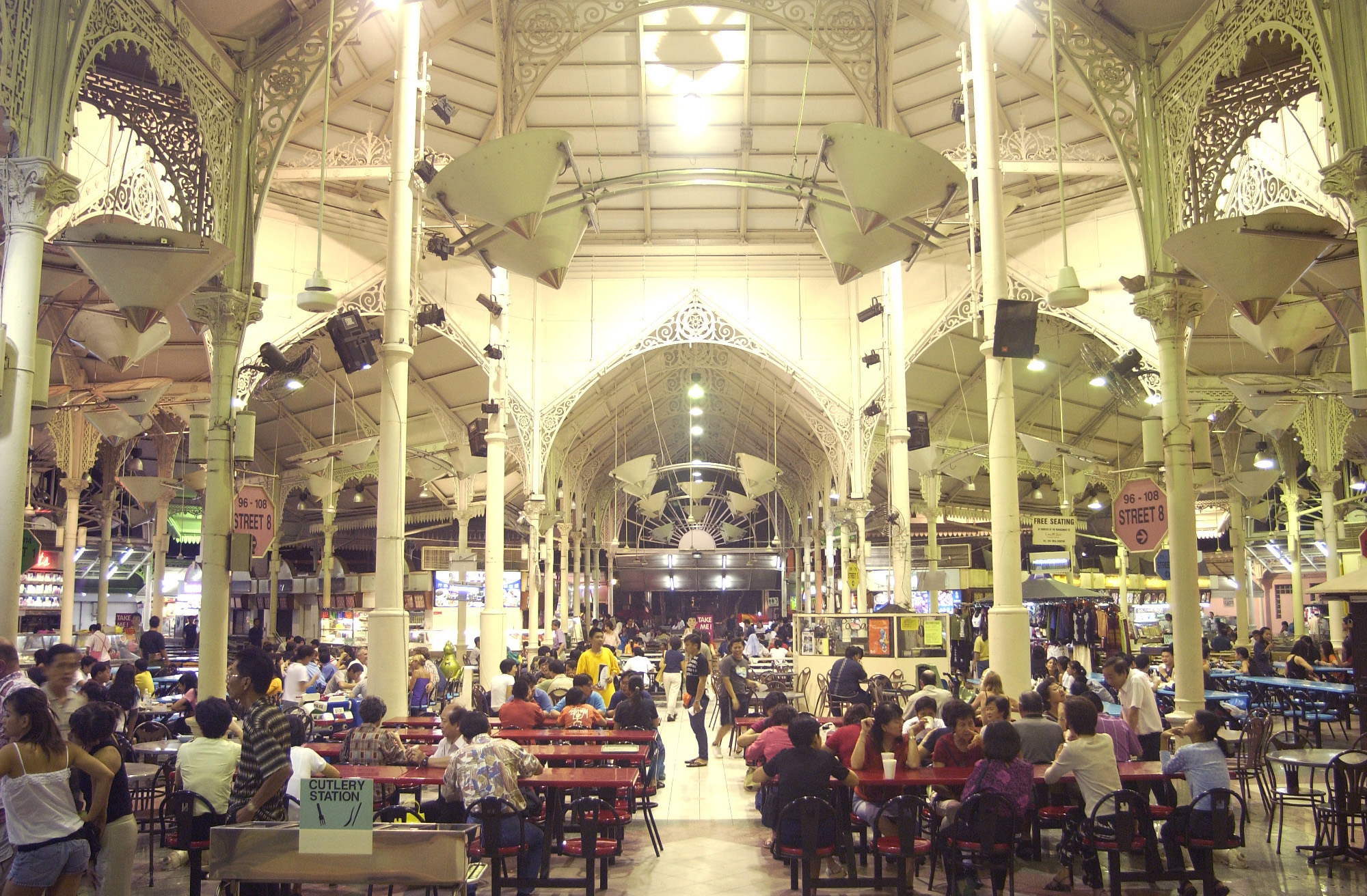 Interior of Lau Pa Sat, a food centre located in the Central Business District